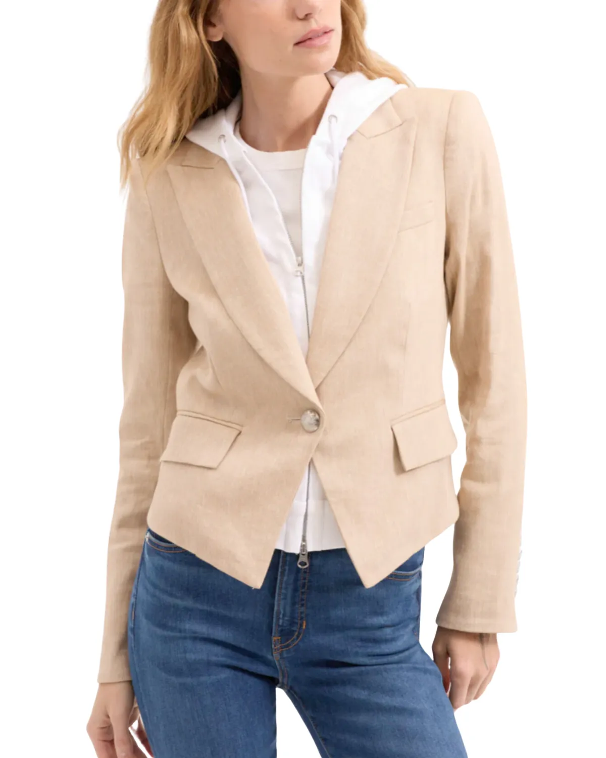Hosanna Linen Dickey Jacket in Khaki Melange