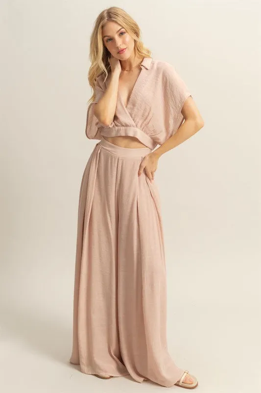 HYFVE Kimono Sleeve Crop Top and Wide Leg Pants Set