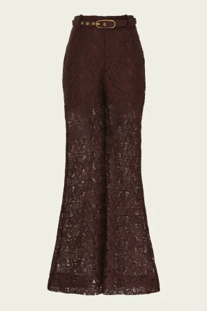 Illustration Lace Flare Pant in Chocolate