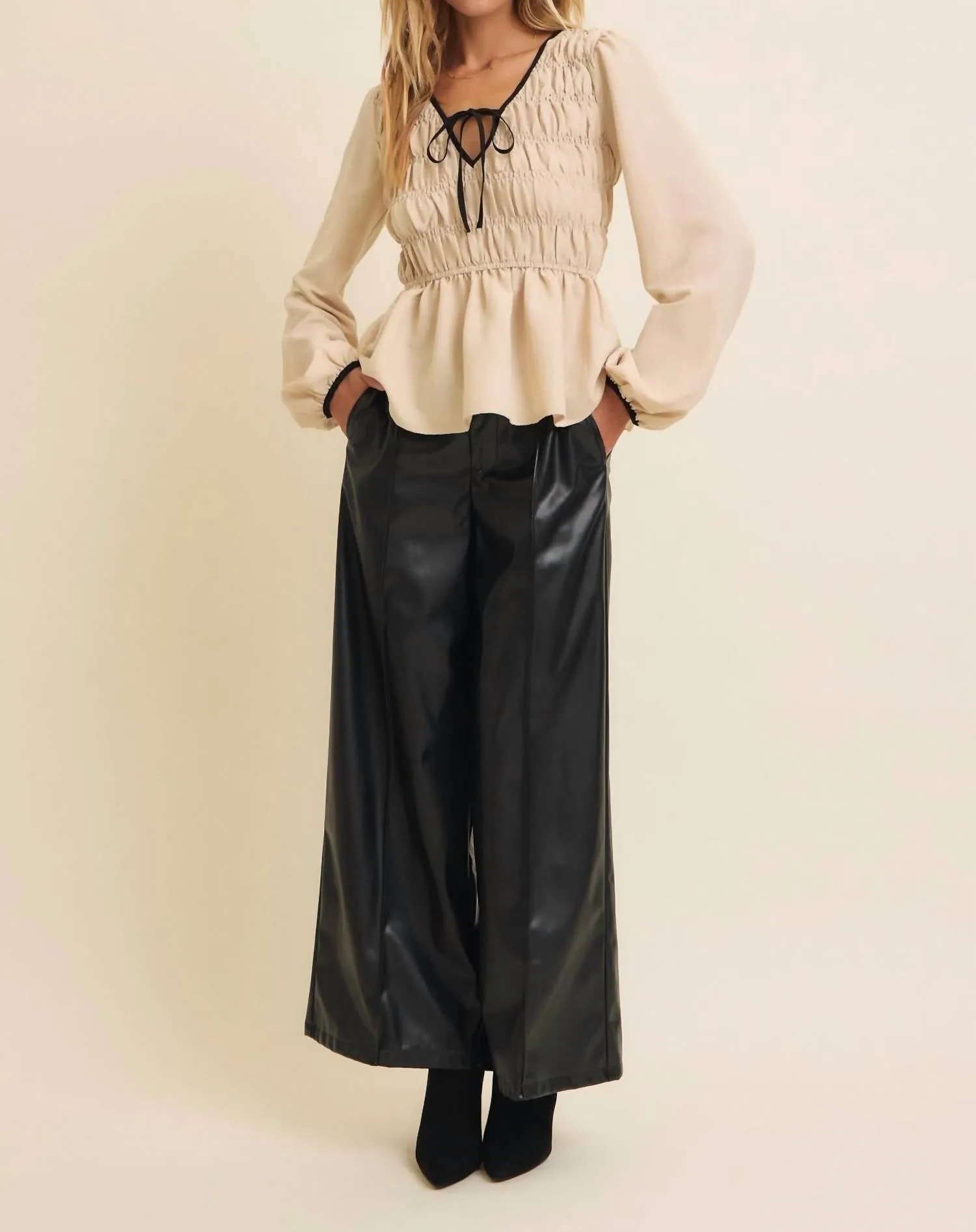 In February - Vegan Leather Wide Leg Pants