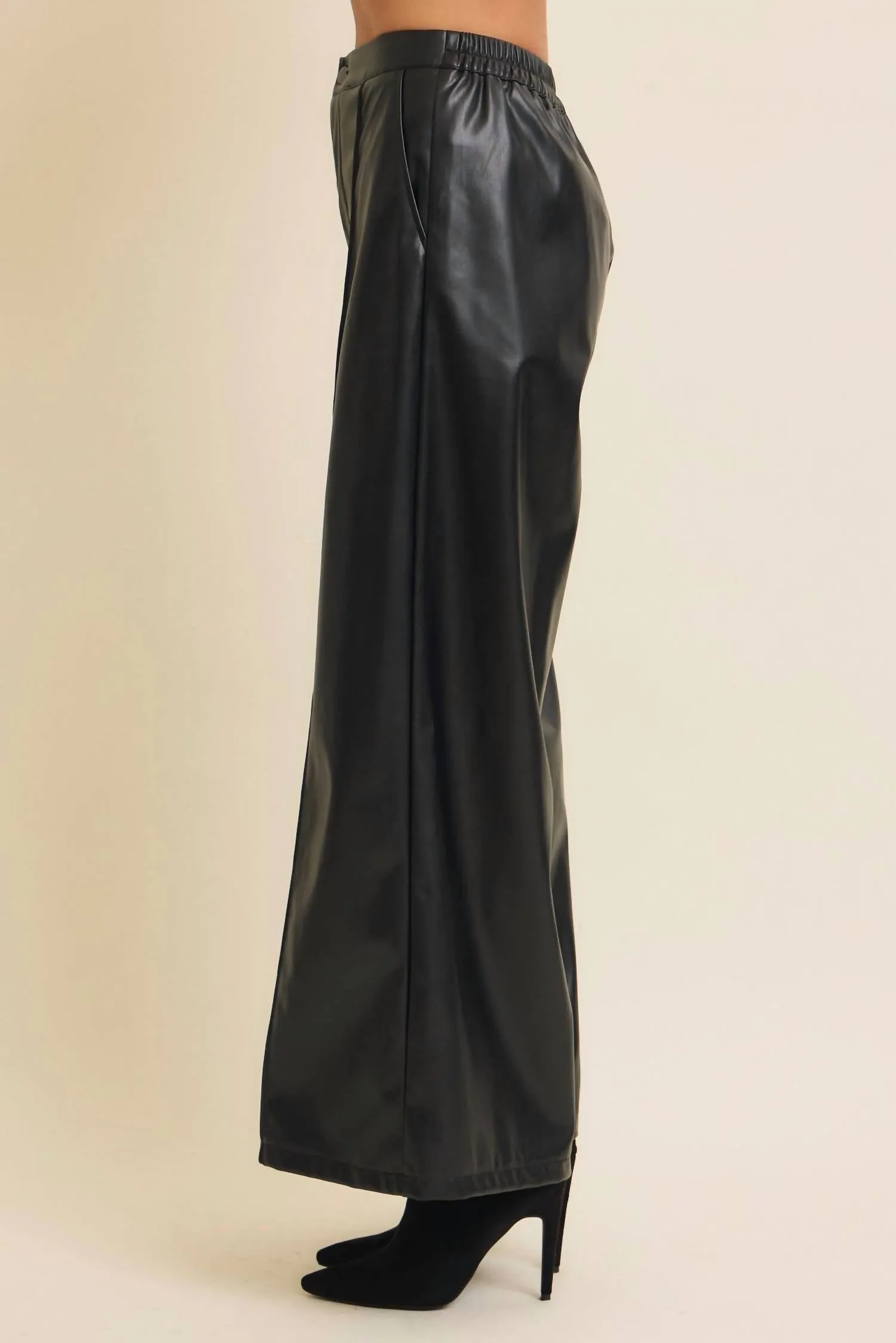 In February - Vegan Leather Wide Leg Pants