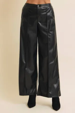 In February - Vegan Leather Wide Leg Pants