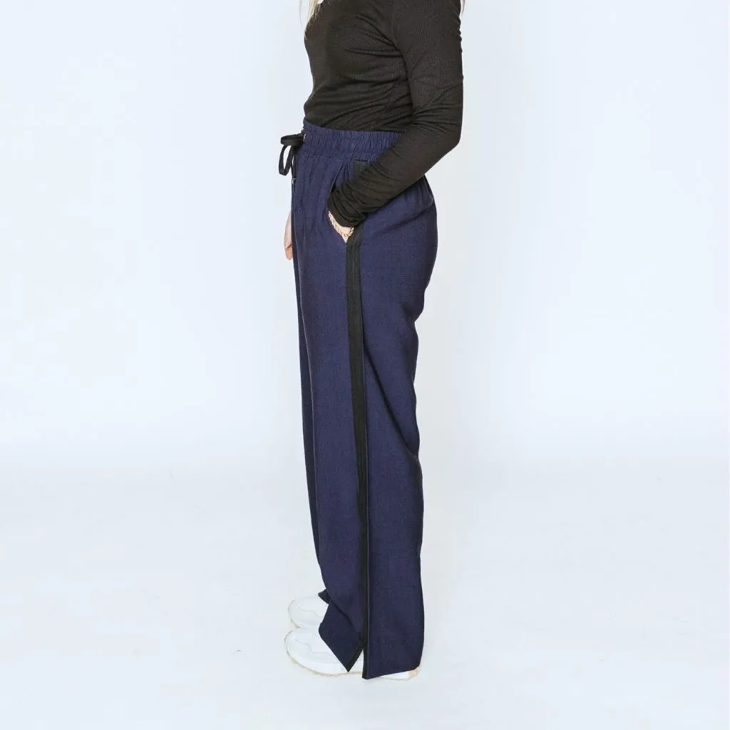 Indiana Wide Leg Pants Navy with Black