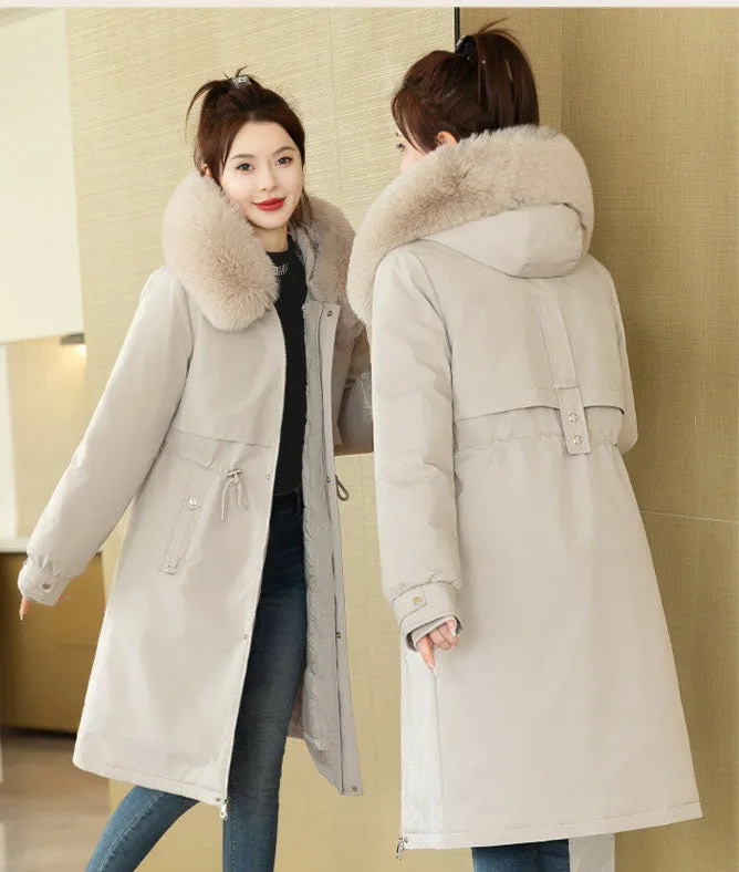Insulated Water-Resistant Parka for Women with a Drawstring Waist