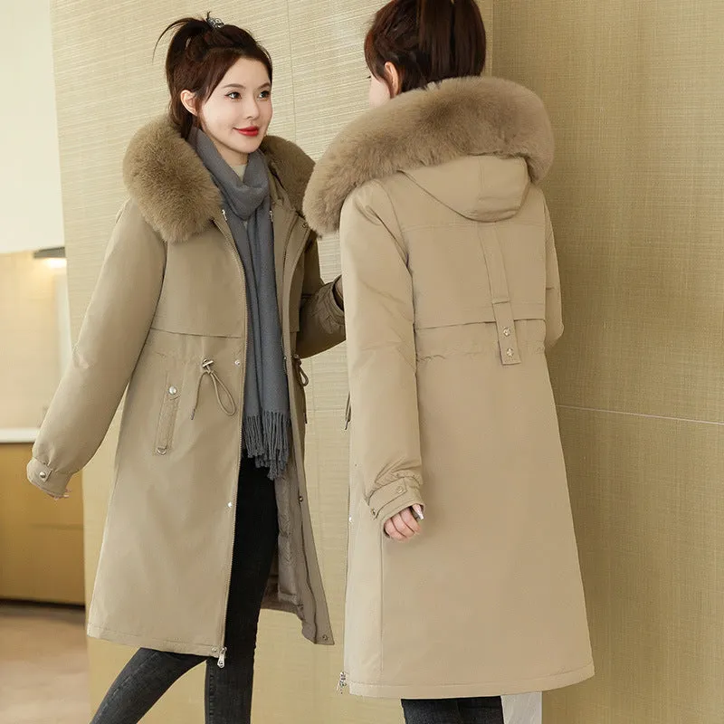 Insulated Water-Resistant Parka for Women with a Drawstring Waist