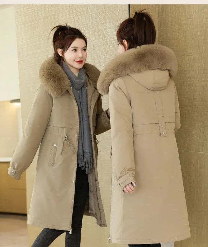 Insulated Water-Resistant Parka for Women with a Drawstring Waist