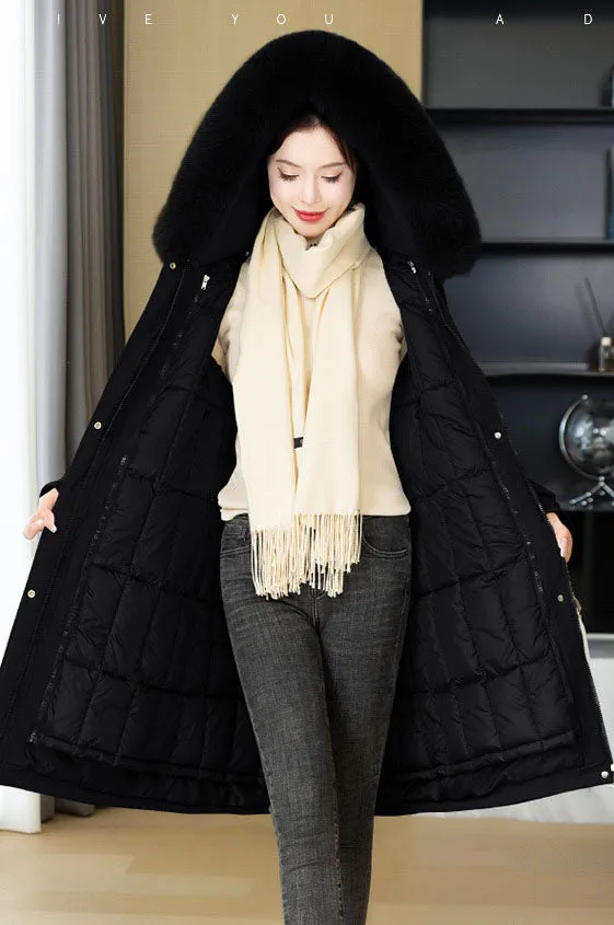 Insulated Water-Resistant Parka for Women with a Drawstring Waist
