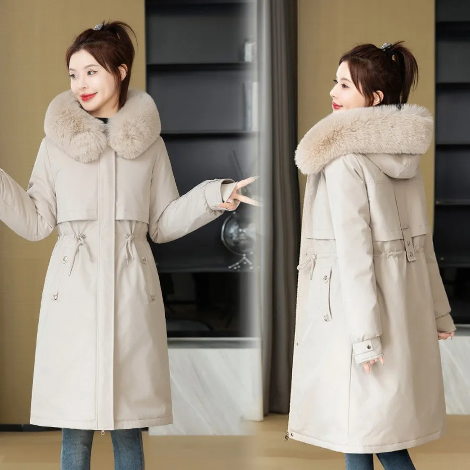 Insulated Water-Resistant Parka for Women with a Drawstring Waist