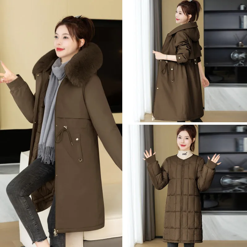 Insulated Water-Resistant Parka for Women with a Drawstring Waist