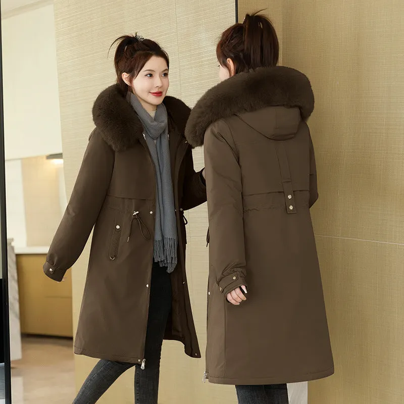 Insulated Water-Resistant Parka for Women with a Drawstring Waist