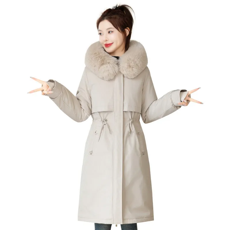 Insulated Water-Resistant Parka for Women with a Drawstring Waist