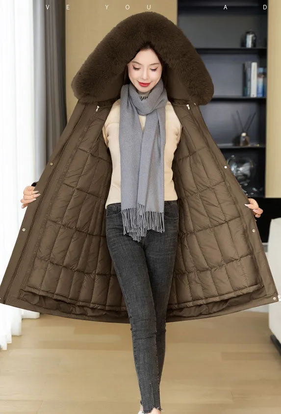 Insulated Water-Resistant Parka for Women with a Drawstring Waist