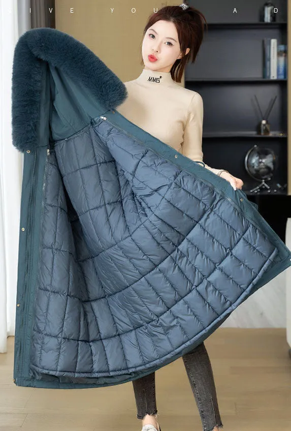 Insulated Water-Resistant Parka for Women with a Drawstring Waist