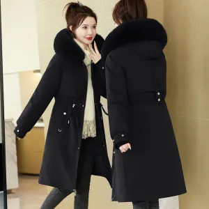 Insulated Water-Resistant Parka for Women with a Drawstring Waist