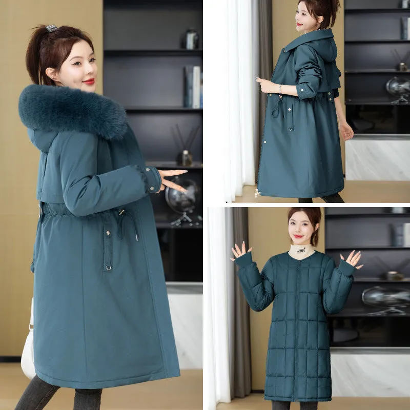 Insulated Water-Resistant Parka for Women with a Drawstring Waist