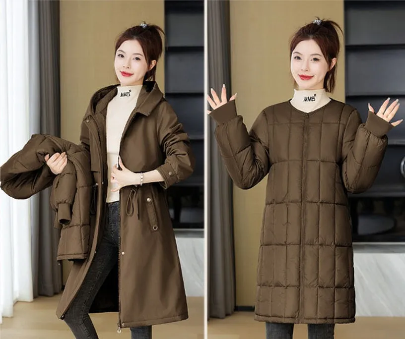 Insulated Water-Resistant Parka for Women with a Drawstring Waist
