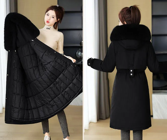 Insulated Water-Resistant Parka for Women with a Drawstring Waist