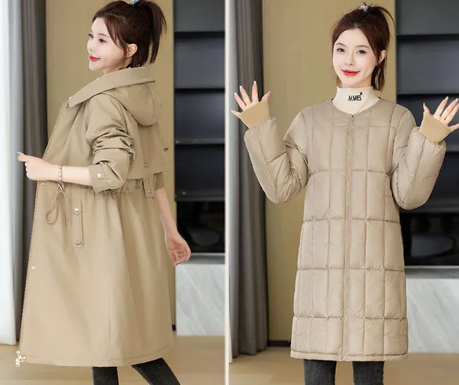 Insulated Water-Resistant Parka for Women with a Drawstring Waist