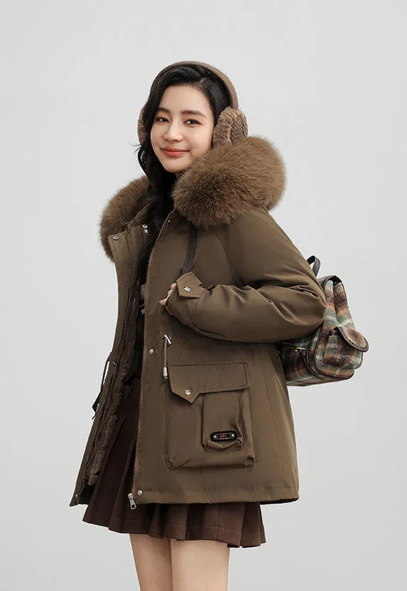 Insulated Windproof Parka with Full Zip and Hooded Design