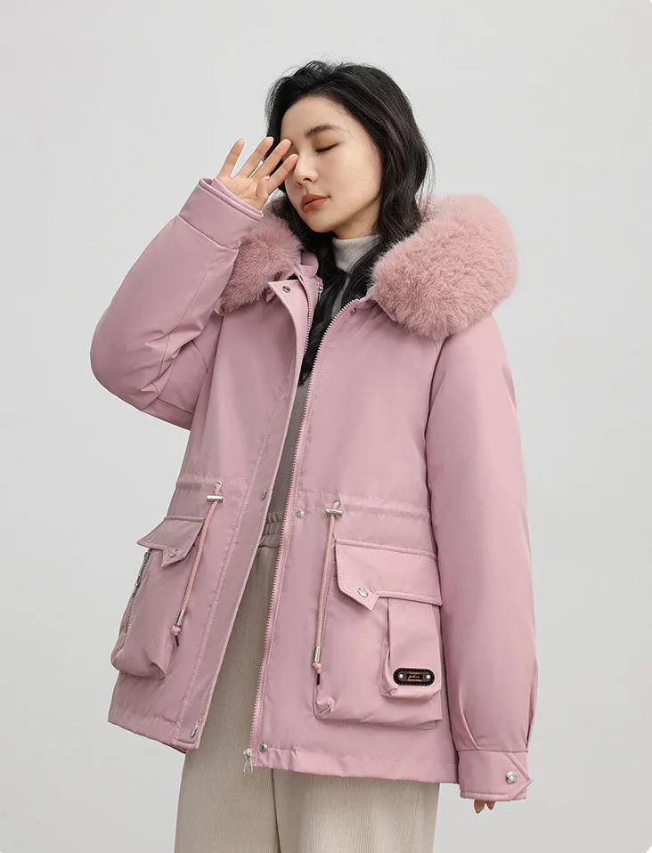 Insulated Windproof Parka with Full Zip and Hooded Design