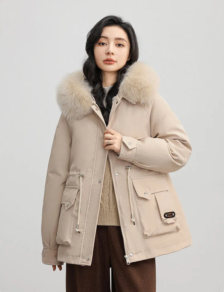 Insulated Windproof Parka with Full Zip and Hooded Design