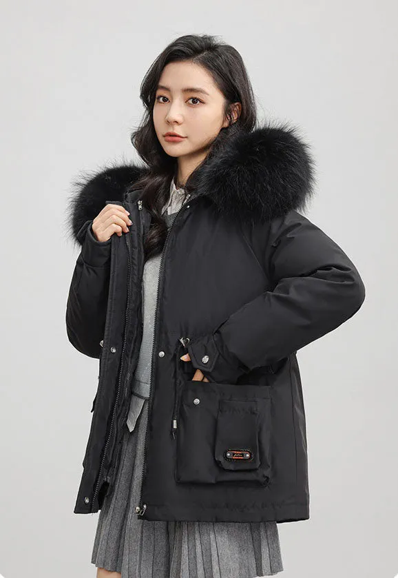 Insulated Windproof Parka with Full Zip and Hooded Design
