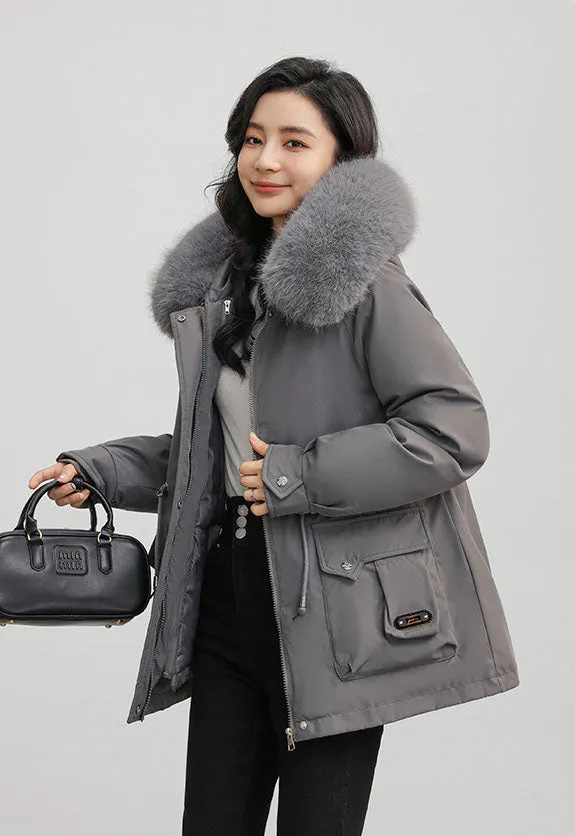 Insulated Windproof Parka with Full Zip and Hooded Design
