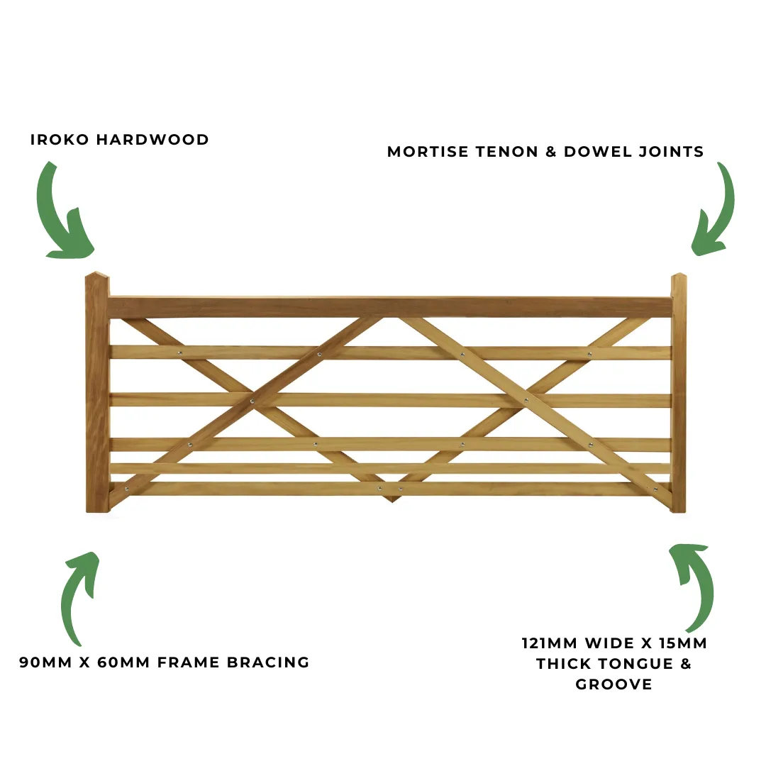 Iroko Entrance Gate 6 Bar