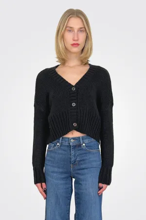 Jac Cropped Knit Cardigan - Black