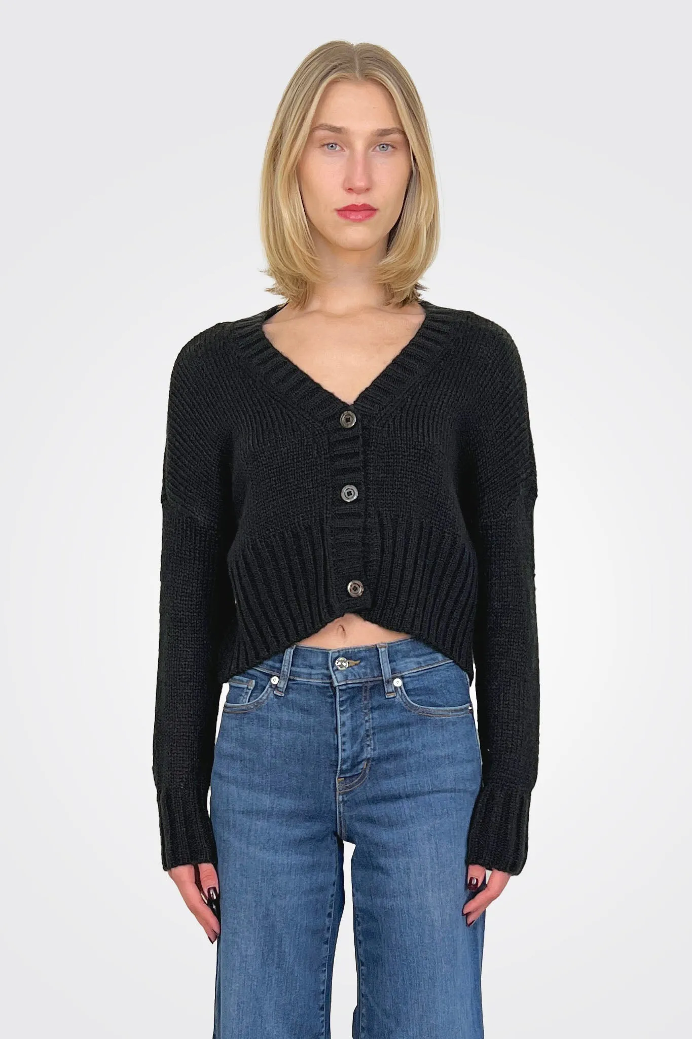 Jac Cropped Knit Cardigan - Black