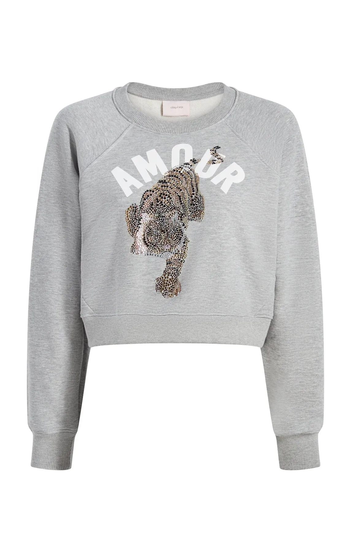 Jennifer Cropped Tiger Sweatshirt - Heather Grey