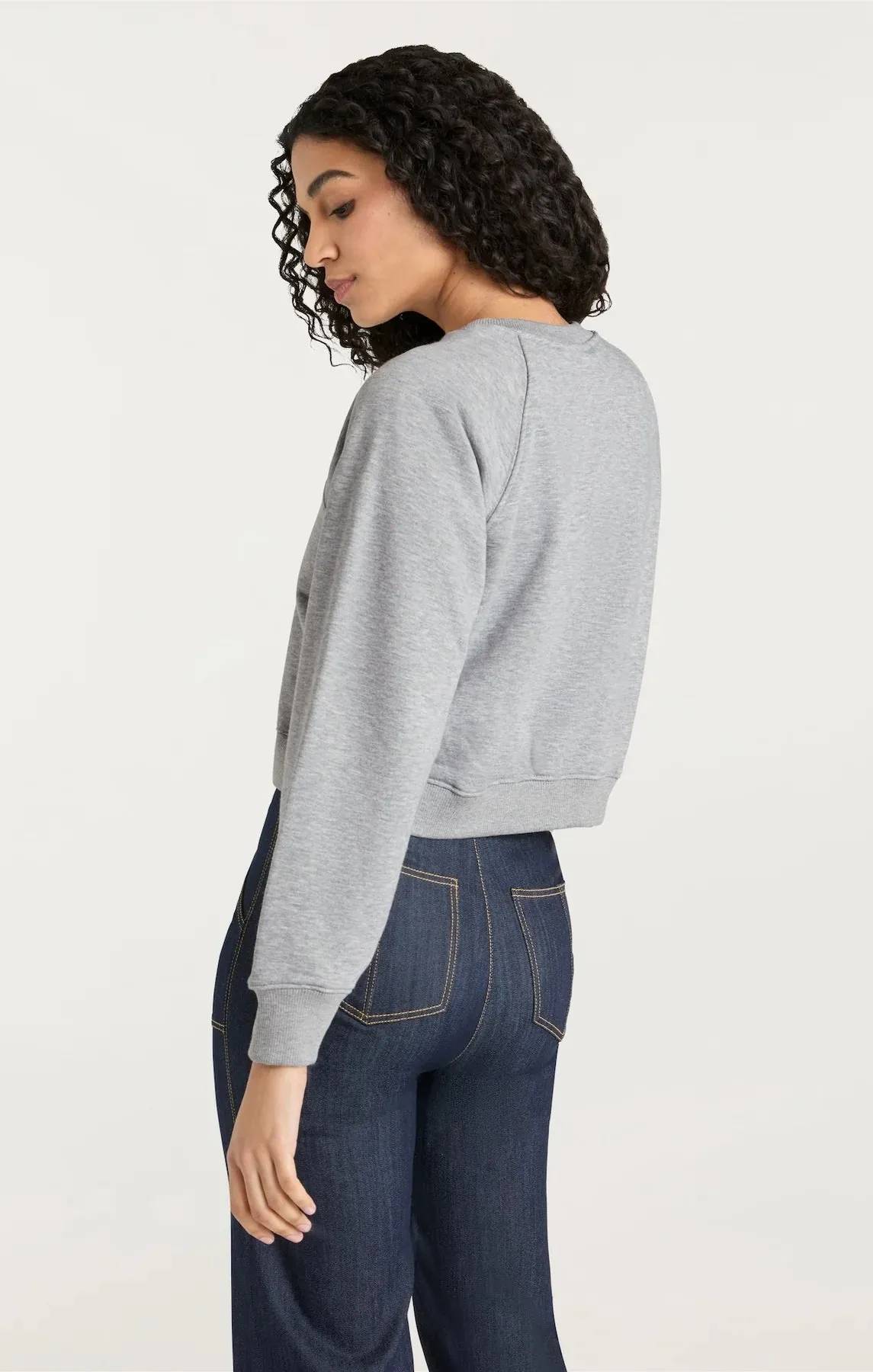Jennifer Cropped Tiger Sweatshirt - Heather Grey