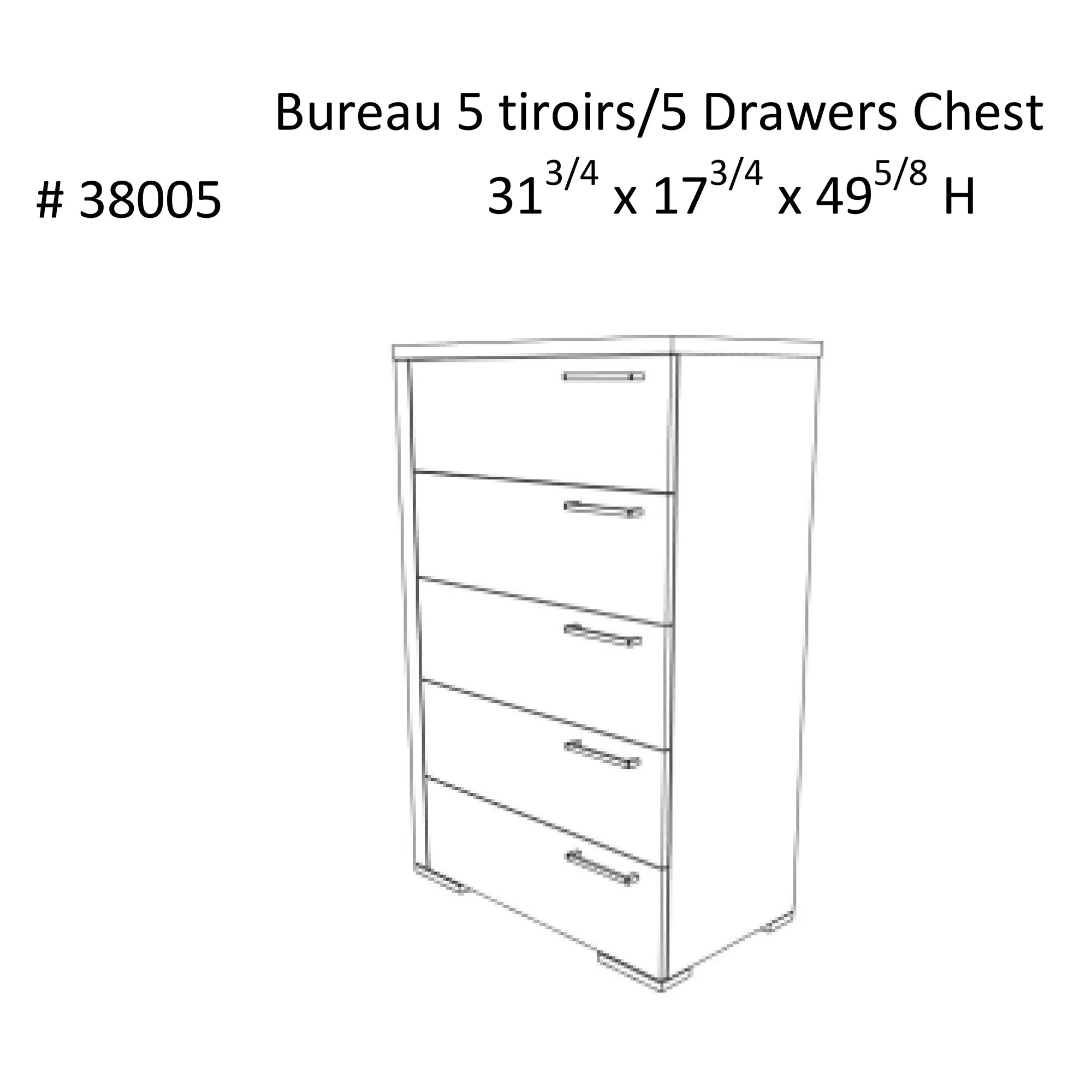 joanna 5 drawer chest office storage organization, light grey
