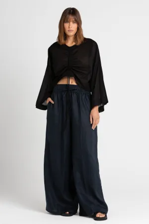 Jonathan Wide Leg Linen Pant Indigo