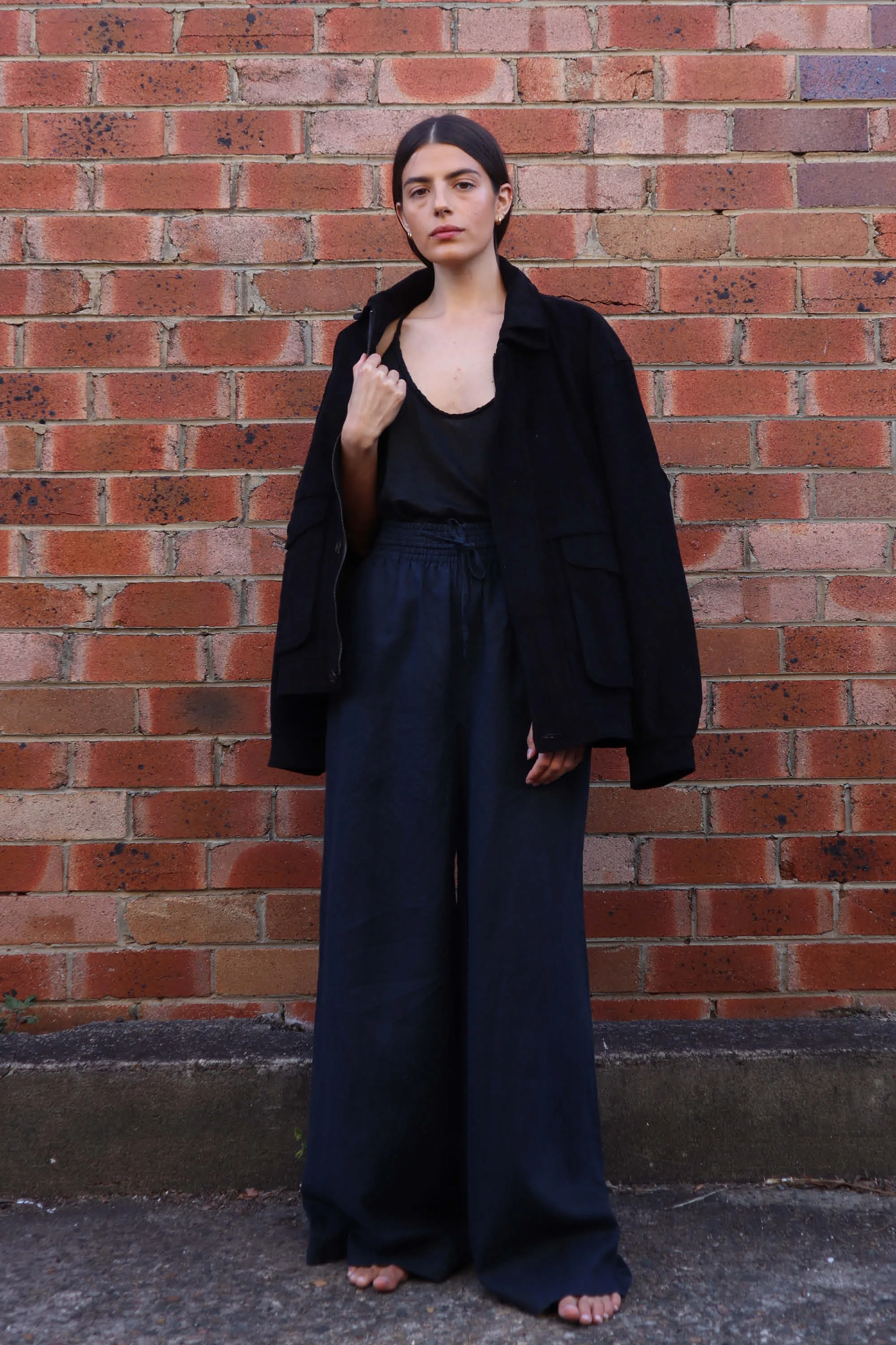 Jonathan Wide Leg Linen Pant Indigo