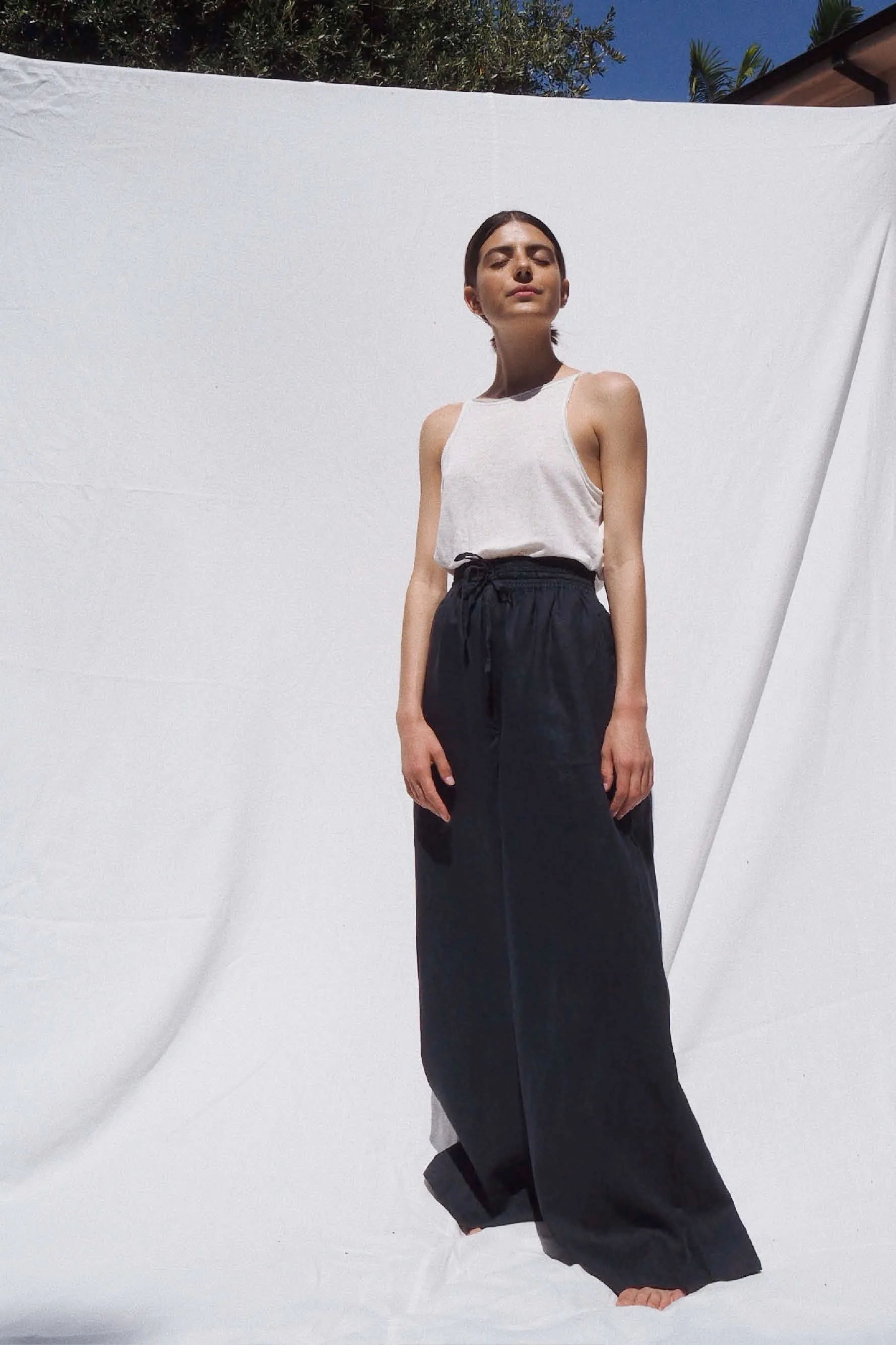Jonathan Wide Leg Linen Pant Indigo