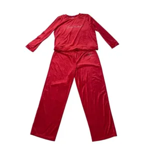 Juicy Couture Red Rhinestone Velour Y2K Holiday 2 Piece Pajama Lounge Set Sz XL