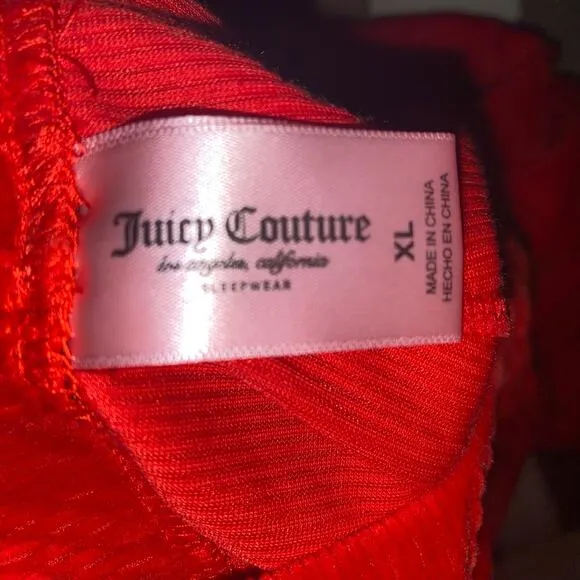 Juicy Couture Red Rhinestone Velour Y2K Holiday 2 Piece Pajama Lounge Set Sz XL