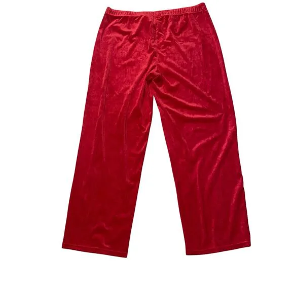 Juicy Couture Red Rhinestone Velour Y2K Holiday 2 Piece Pajama Lounge Set Sz XL