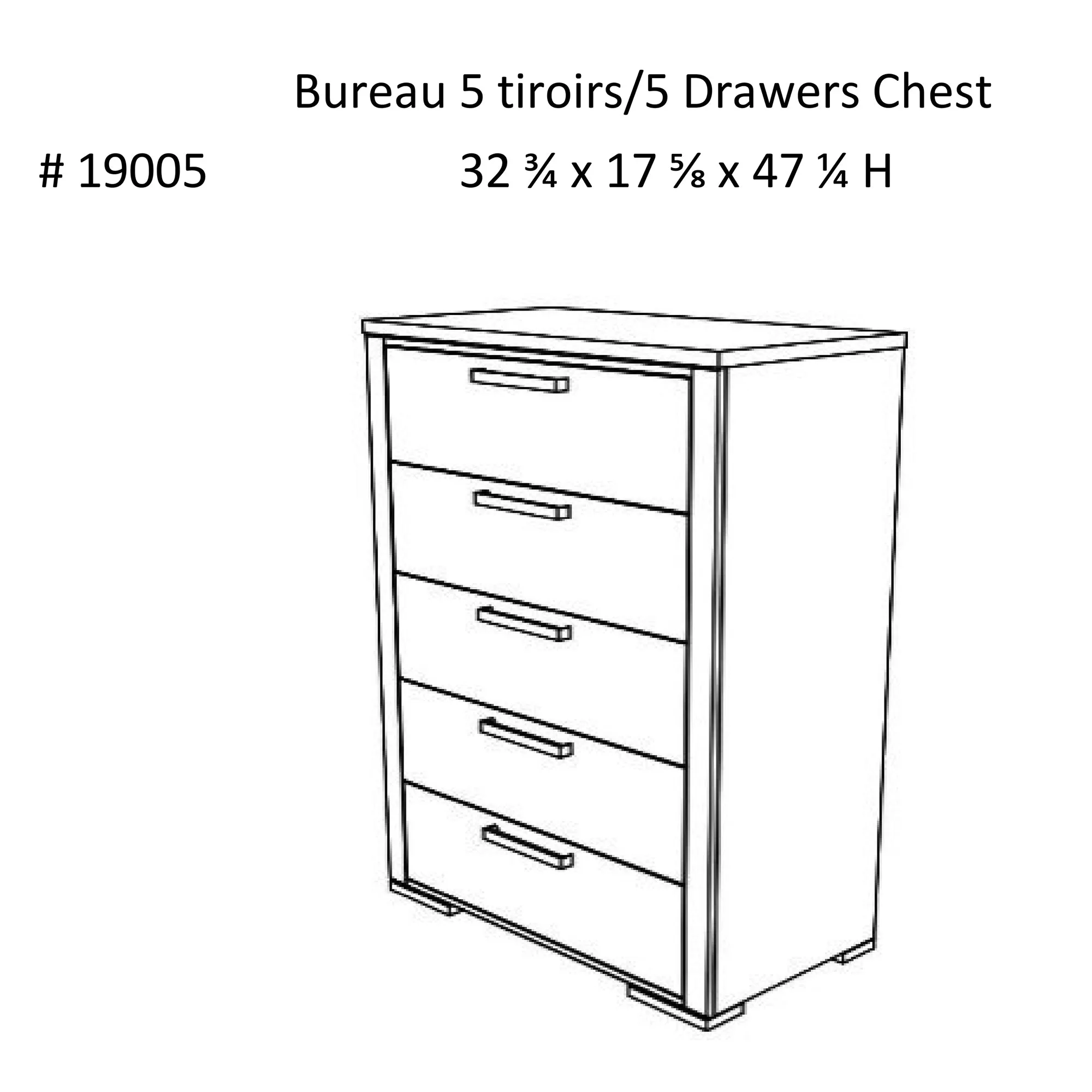 karlstad 5 drawer chest office storage organization, dark grey