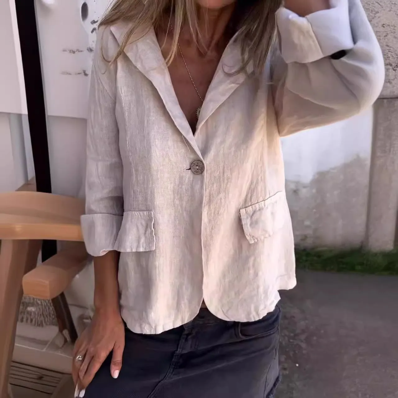 Keira® | Lightweight cotton and linen blazer for women