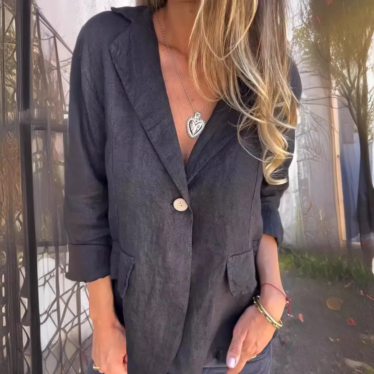 Keira® | Lightweight cotton and linen blazer for women