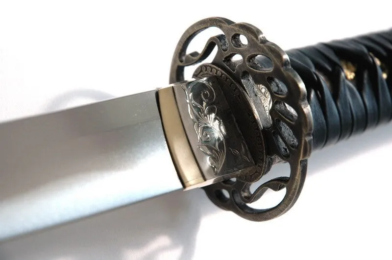 Korean L6 steel jingum (antiqued Vine II fittings, spare scabbard)