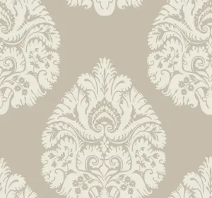 KT2142 Teardrop Damask Wallpaper-Beige