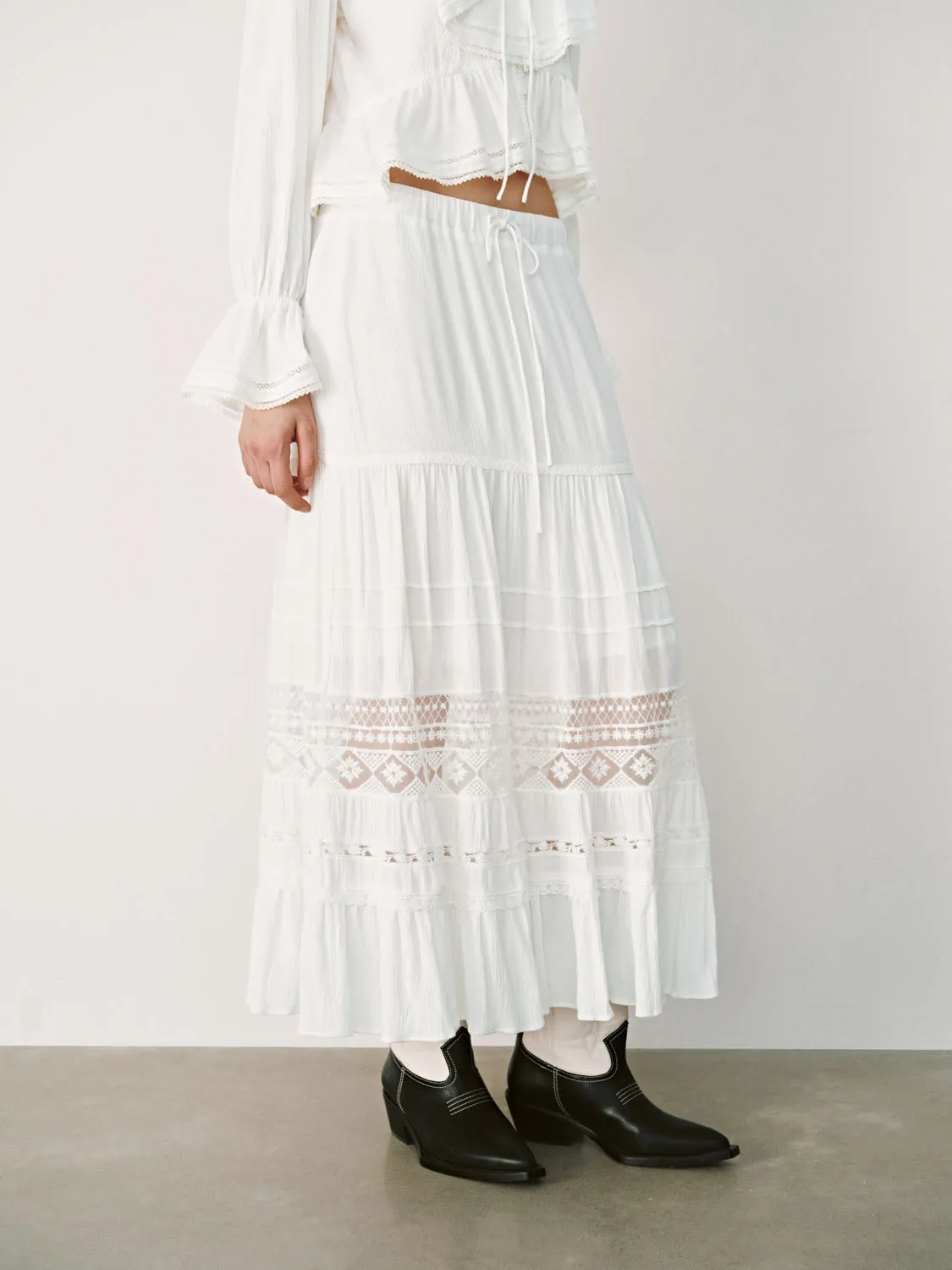 Lace Maxi A-Line Skirts