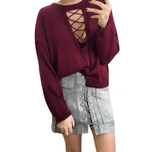 Lace Up Suede Leather Women Skirt 90's Vintage Pocket Preppy Short Skirt High Waist Casual Mini Skirts
