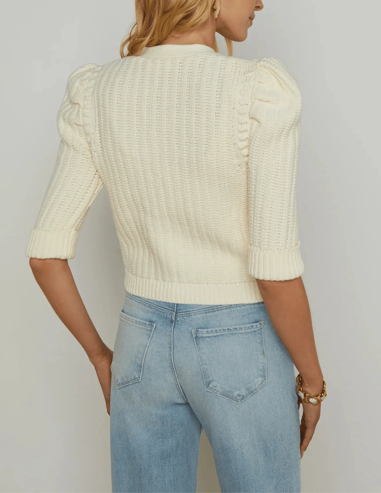 L'Agence Delilah Cropped Textured Cardigan