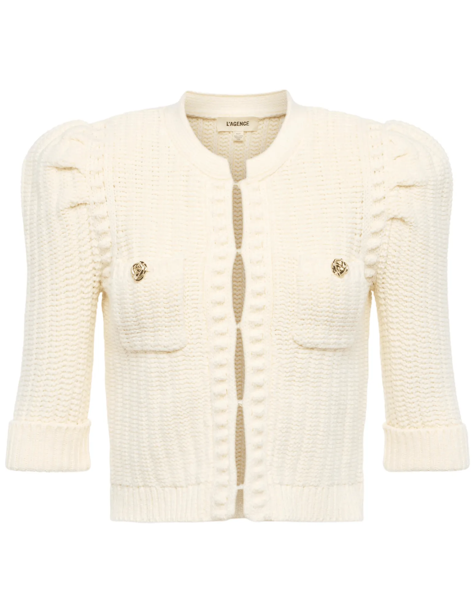 L'Agence Delilah Cropped Textured Cardigan