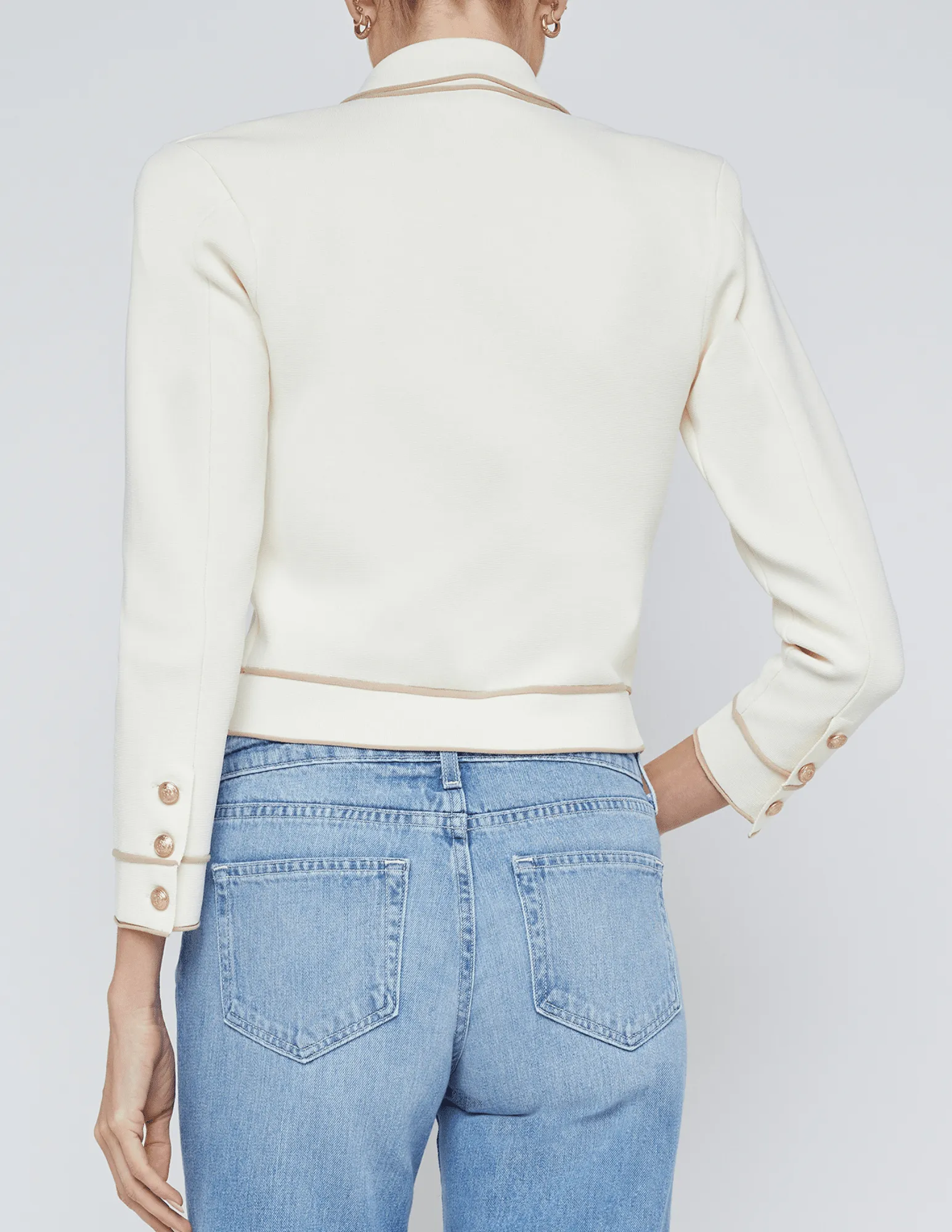 L'Agence Neo Contrast Trim Cropped Cardigan