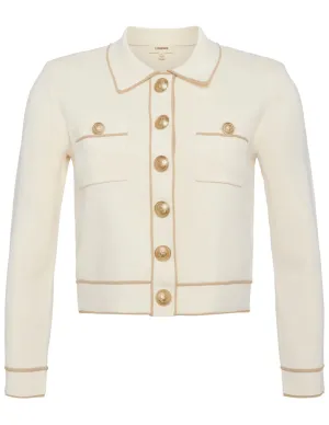 L'Agence Neo Contrast Trim Cropped Cardigan